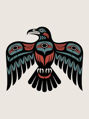 Raven Totem Illustration, Native American Art