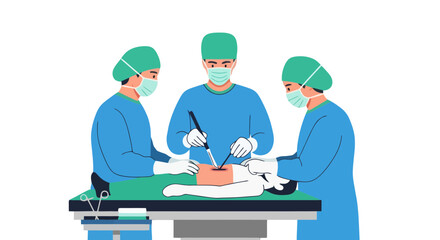Medical Procedure Illustration Depicting Surgical Intervention Within Clinical Setting or Hospital