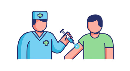 Medical Professional Administering Injection Illustration Featuring A Doctor And Patient