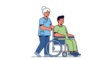 Medical Professional Assisting A Patient In A Wheelchair For Care And Support