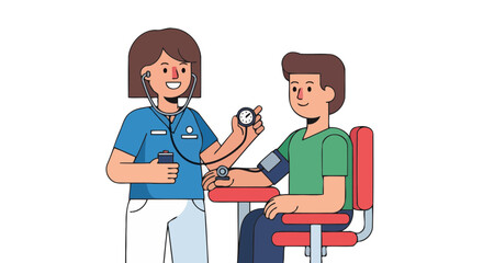 Medical Professional Checking Patient Vital Signs With Modern Graphic Style Illustration