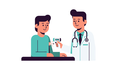 Medical Professional Checking Patient's Temperature with Digital Infrared Thermometer