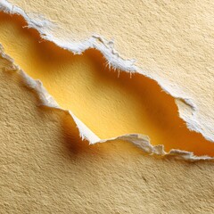 Yellow torn paper texture with ripped edges and bright layer underneath, creative background for design, mockup or presentation