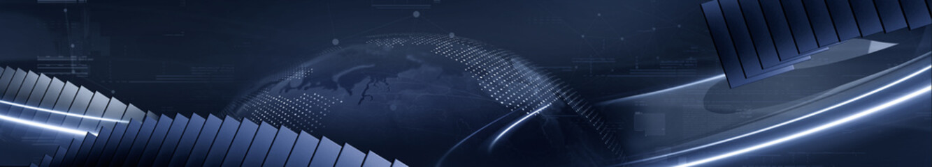 Abstract World Economy, Business, Politic, Panoramic Cubes Background Design