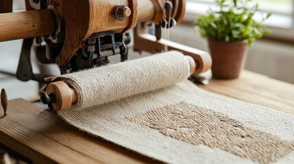 Vintage loom with beige fabric