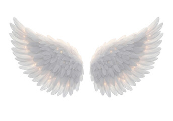 White angel wings isolated on transparent background