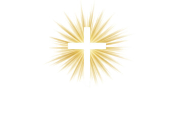 Glowing cross isolated on transparent background