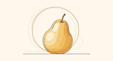 Minimalist Illustration of a Ripe Pear Framed by Elegant Geometric Design