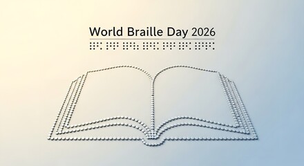 World Braille Day celebration with open book made of braille dots