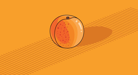 Minimalist Peach Illustration On A Vivid Orange Background With Graphic Shadow Design