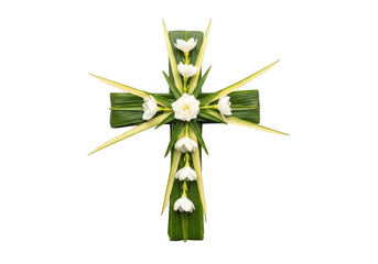 Floral cross isolated on transparent background
