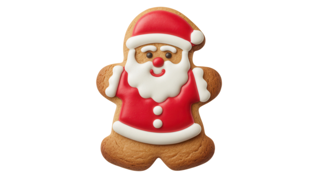 Festive gingerbread Santa Claus cookie brings holiday cheer, perfect for Christmas celebrations, baking projects, and sweet treats, sparking joy and warmth - Powered by Adobe