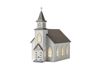 Small church model isolated on transparent background