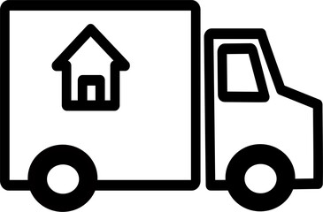 Home delivery truck icon. Motorhome vehicle symbol.Vector graphics and not Artificial Intelligence, logo illustration. Replaceable vector design.