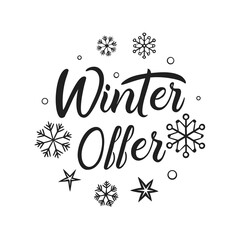 Winter offer lettering with snowflakes vector