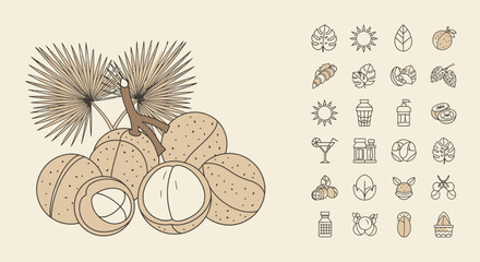 Natural Fruits, Leaves, and Icons Design Elements for Various Graphic and Marketing Purposes