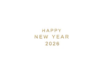 Simple happy new year 2026 golden text isolated on white background