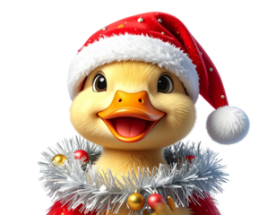  Christmas Duck “Duck the Halls” with Garland and Santa Hat PNG