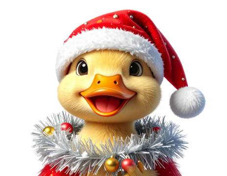  Christmas Duck “Duck the Halls” with Garland and Santa Hat PNG