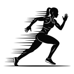 Female Runner sprinting fast with motion speed lines