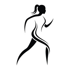Female Runner flowing line abstract silhouette icon