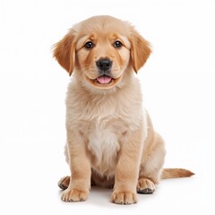 golden retriever puppy on white background