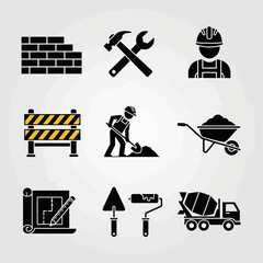 construction industry building renovation icons
