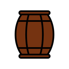 Brown Wooden Barrel Icon For Vintage, Winery, And Brewery Branding: Rustic, Classic Style
