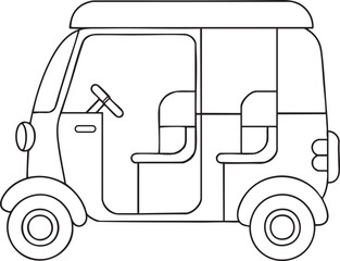 Auto rickshaw tuk tuk line art illustration perfect for coloring and design creative projects