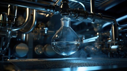 Rotary Evaporator with a Round Bottom Flask Performing Evaporation