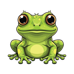 Cartoon frog with big eyes, cute amphibian