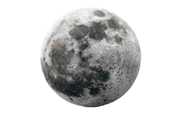 Detailed Full Moon Surface Texture isolated on a transparent background