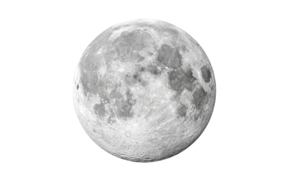 Full Moon Surface Texture isolated on a transparent background