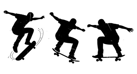 Silhouette of Skateboarder Performing Tricks in MidAir.