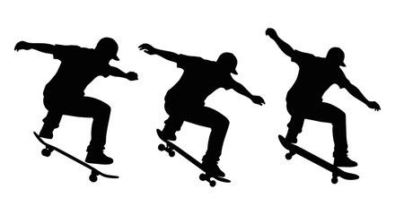 Silhouette of Skateboarder Performing Tricks.