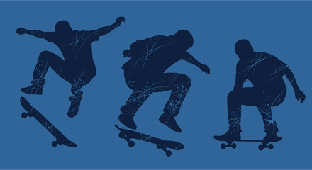 Skateboarders in Action A Silhouette Study of Urban Sport.