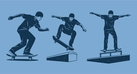 Skateboarders Performing Tricks on Ramps A Dynamic Illustration of Skateboarding Culture.
