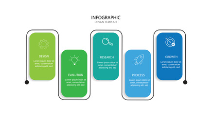 Timeline infographic template. 5 Step timeline journey, calendar Flat simple infographics design template. Business concept with 5 options, vector illustration.