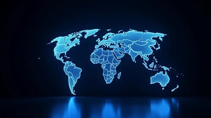 Dynamic glowing world map animation for global business and technology, interconnected networks, modern digital communication, worldwide solutions concept - Powered by Adobe