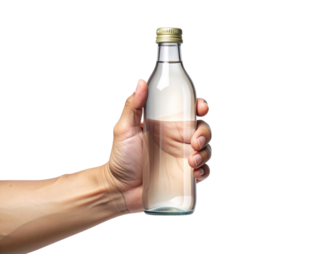  Male Hand Holding Invisible Object, Front View, Isolated on White Background