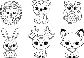 Cute woodland animal illustrations for children s designs isolated on white background