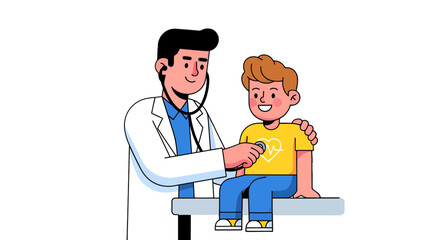 Pediatrician Examining Boy Illustrative Health Check up Medical Conceptual Artwork