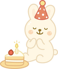 Cartoon Rabbit Celebrating Birthday
