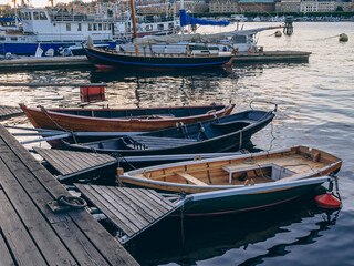 Boats on the Stockholm embankment