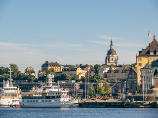 Fototapeta premium Ships on the Stockholm embankment