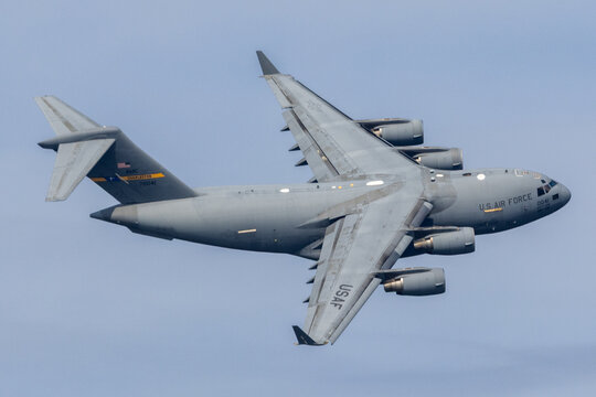 Boeing C-17 Globemaster III in Flight Banking During Airshow Demonstration