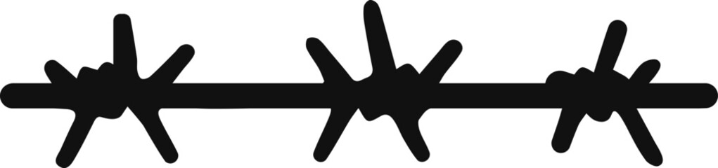 Barbed wire. Black silhouette. Vector illustration.