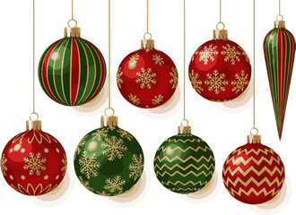Colorful Christmas Ornaments Vector Set