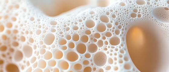 Microscopic view of tiny bubbles forming a foam, illustrating scientific processes and biological activity in a lab setting.