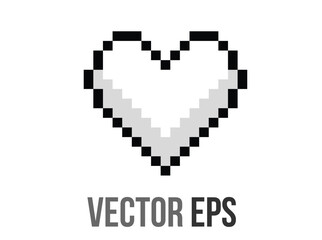 Isolated 8 bits pixel art love white heart flat icon
